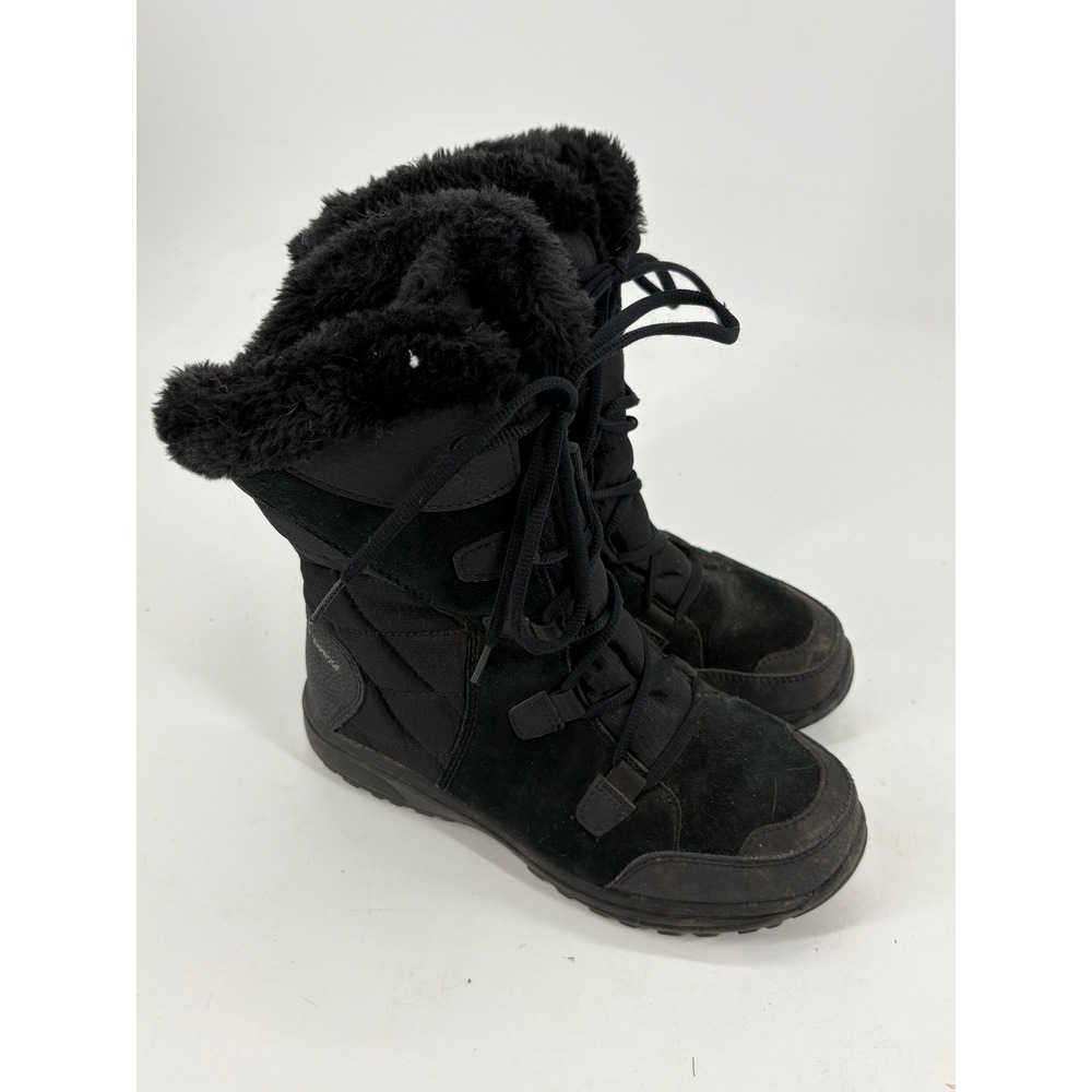 Columbia Minx Mid II Womens Size 7 Wide Winter Boots Black‎ Waterproof Faux Fur
